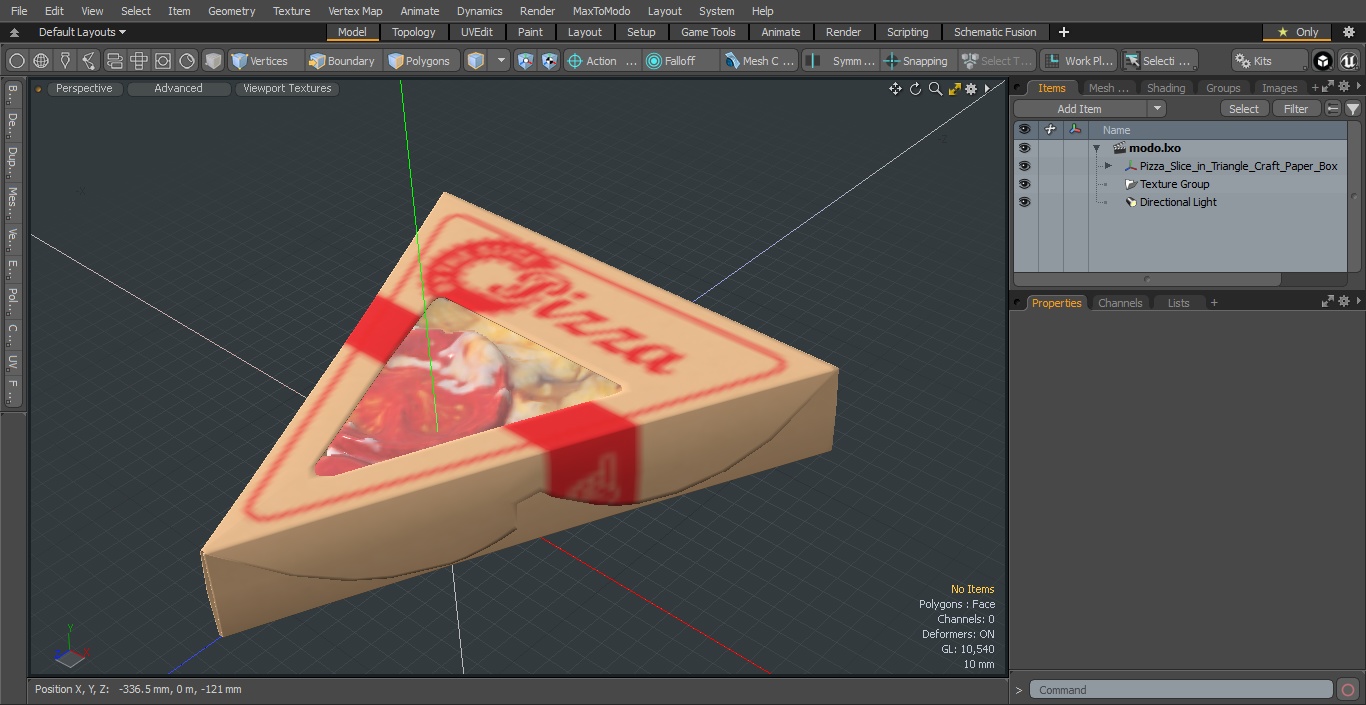 Pizza Slice in Triangle Craft Paper Box 3D model