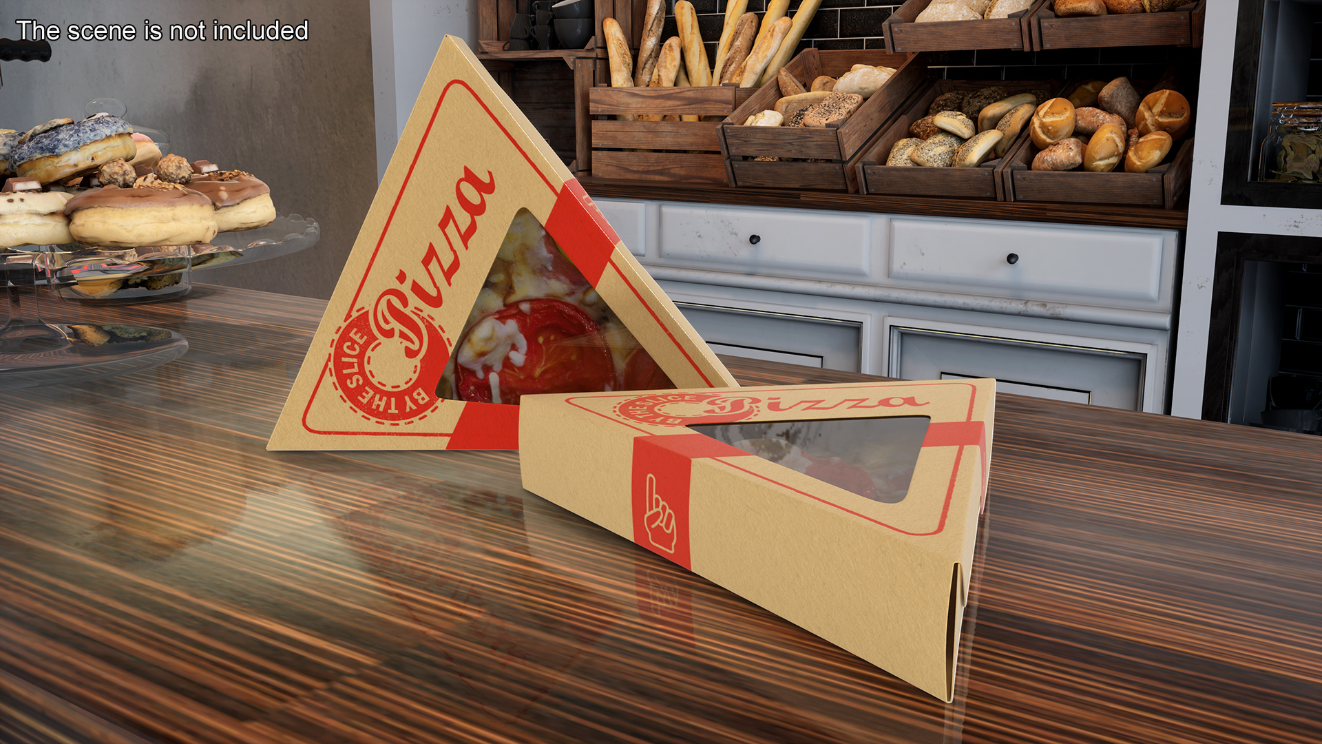 Pizza Slice in Triangle Craft Paper Box 3D model