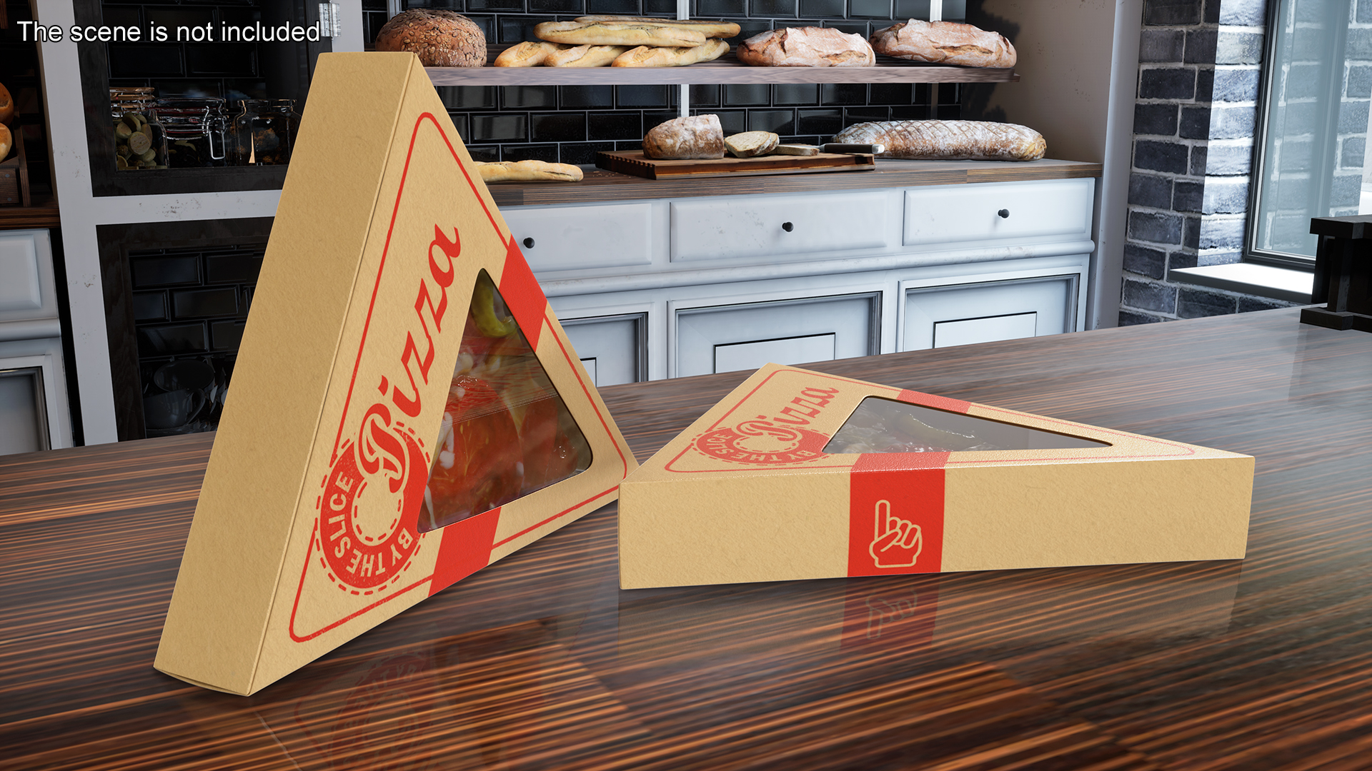 Pizza Slice in Triangle Craft Paper Box 3D model