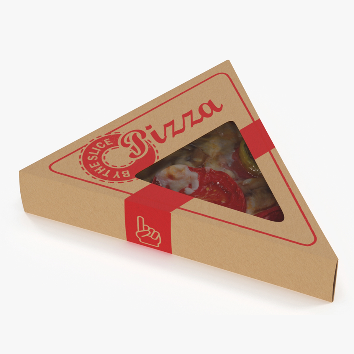 Pizza Slice in Triangle Craft Paper Box 3D model