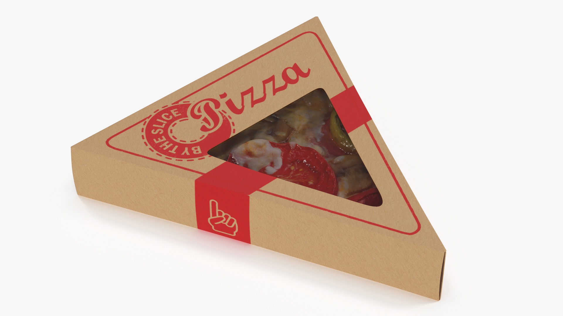 Pizza Slice in Triangle Craft Paper Box 3D model