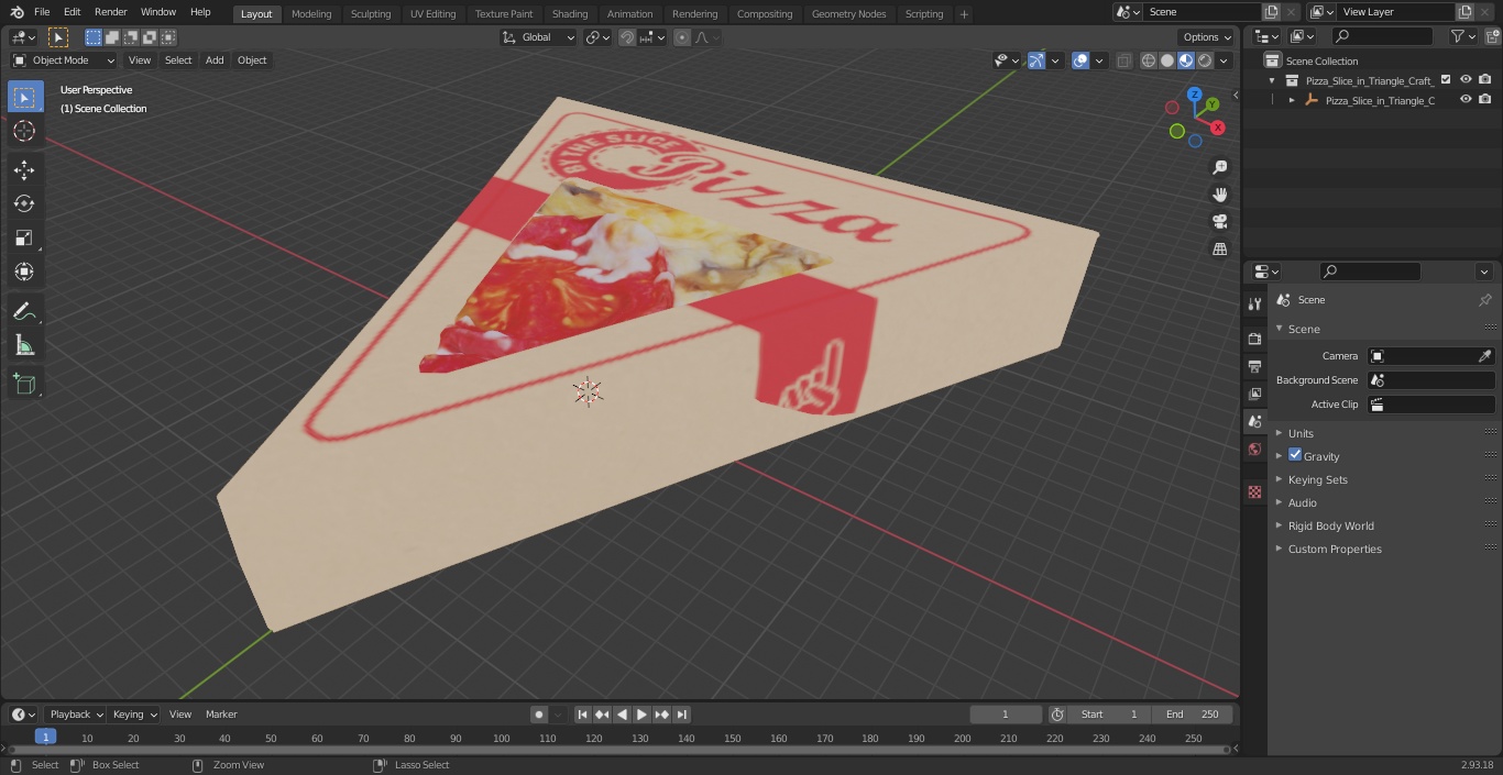 Pizza Slice in Triangle Craft Paper Box 3D model