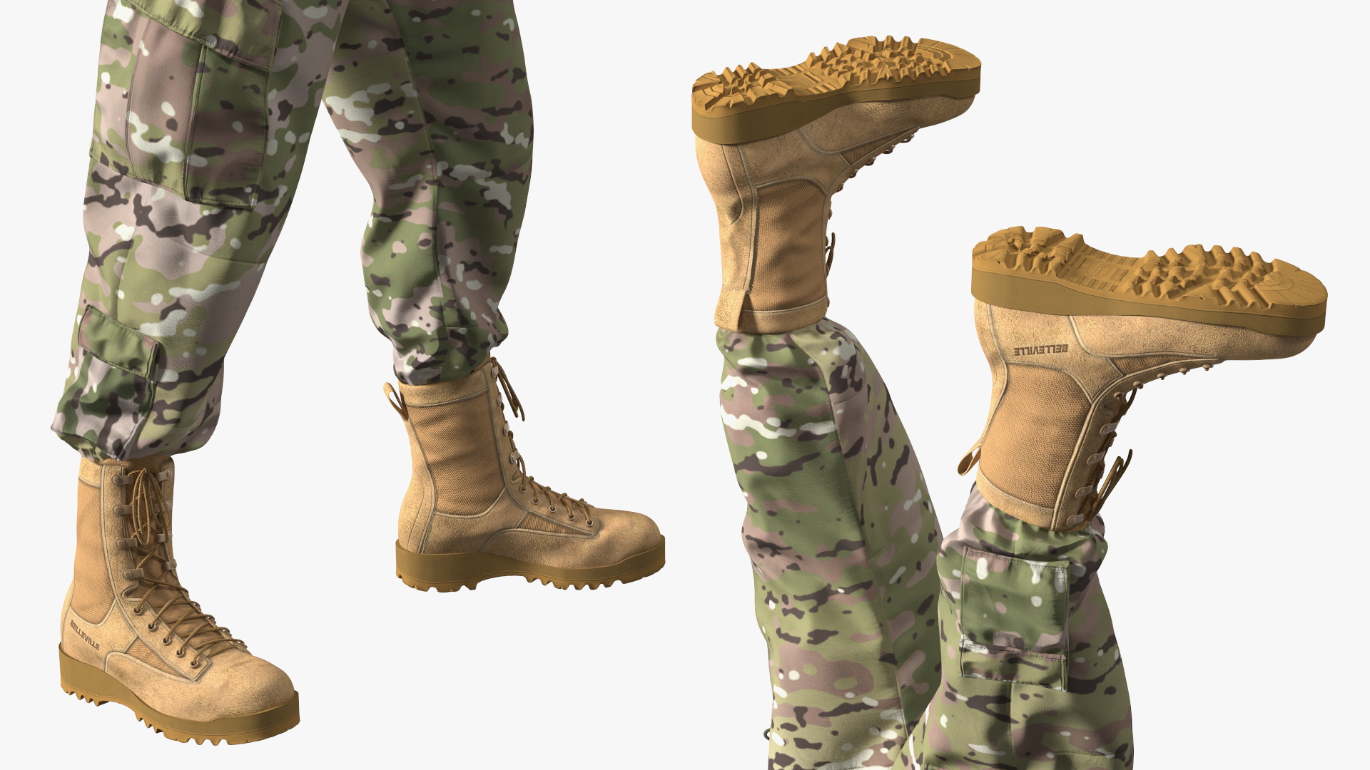 3D model Soldier in Night Vision Goggles Green Camo Standing Fur
