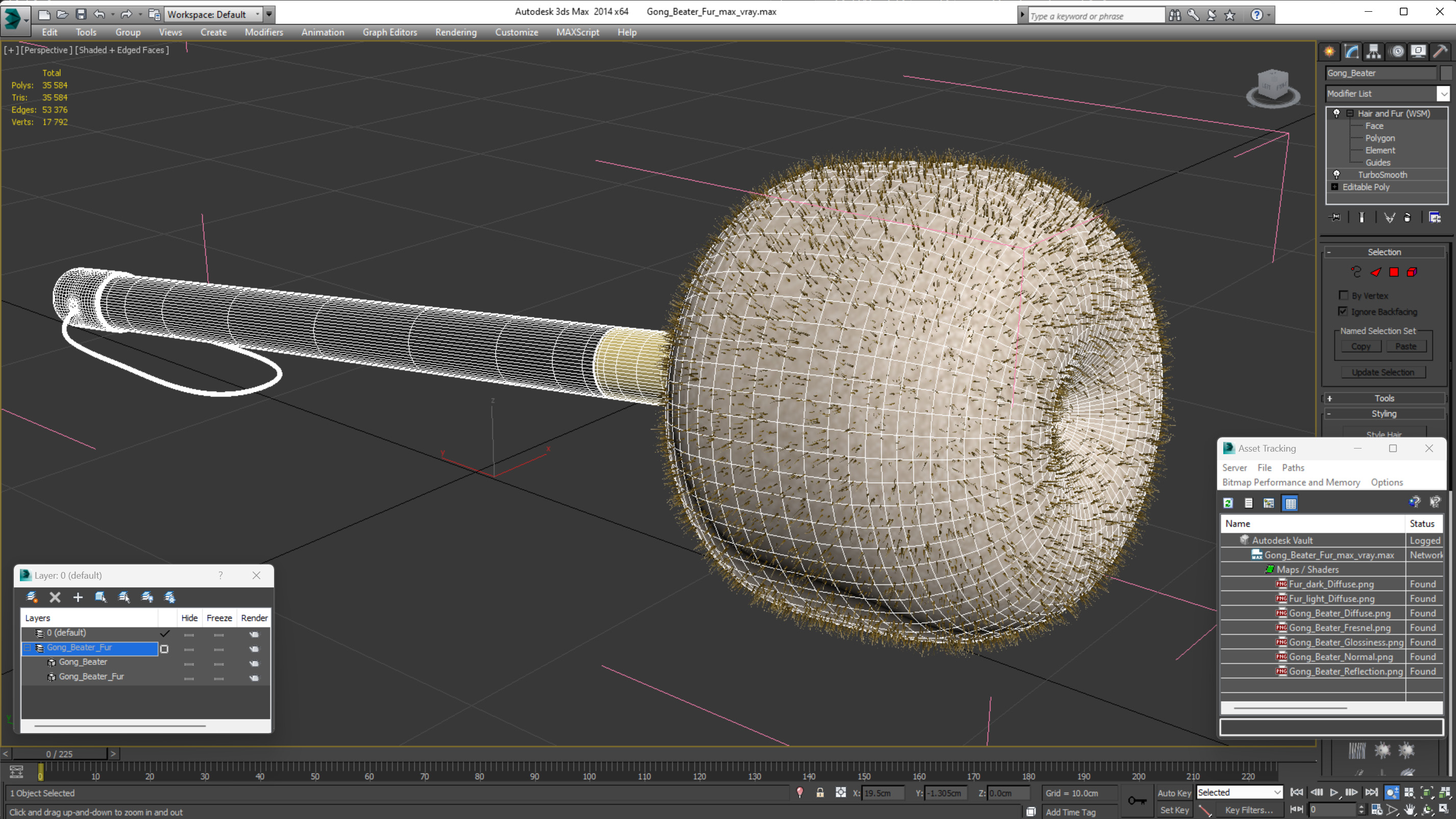 3D model Gong Beater Fur