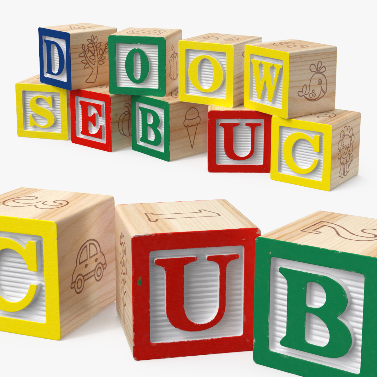 Wooden Letter Blocks 3D model preview