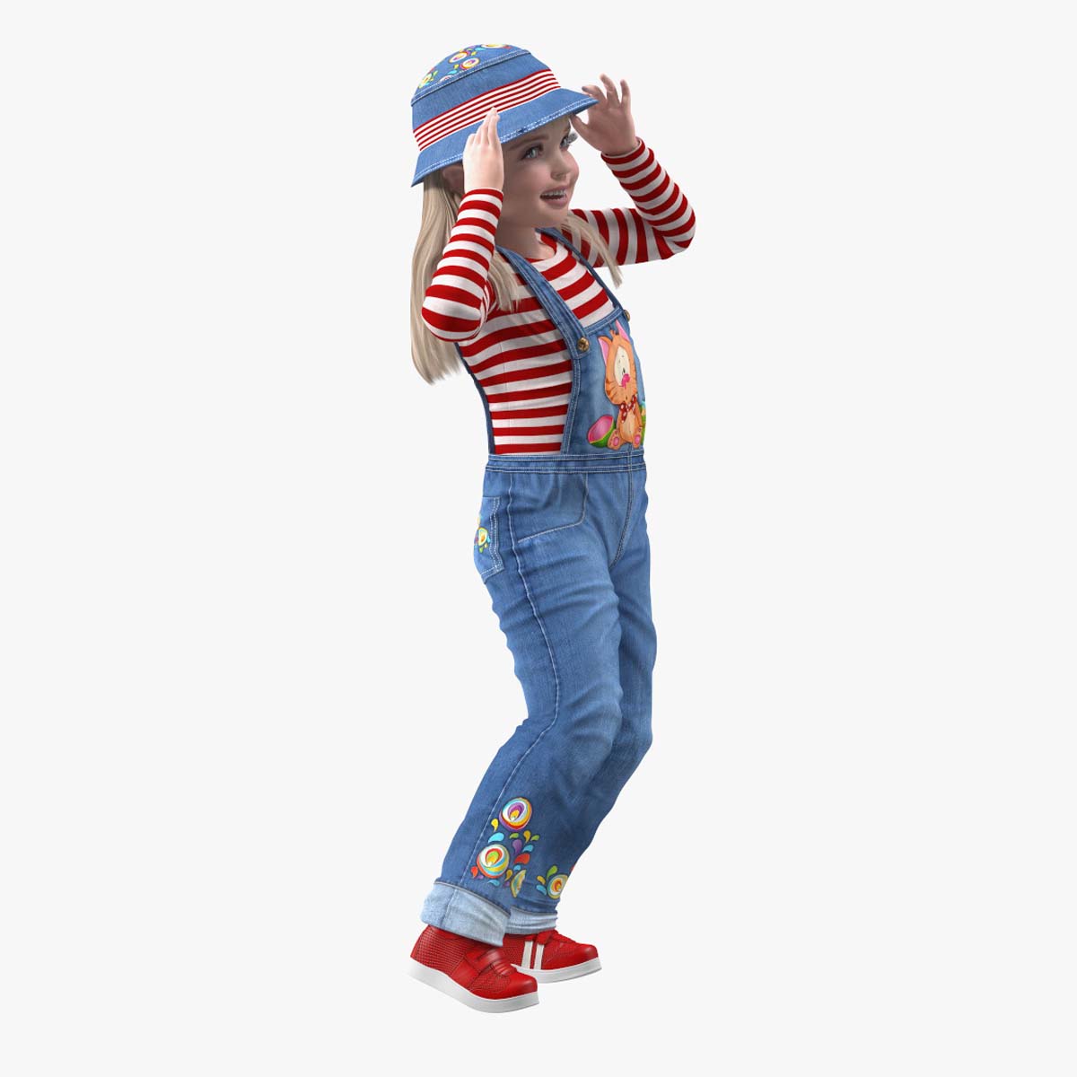 3D Street Style Baby Girl Rigged for Cinema 4D model