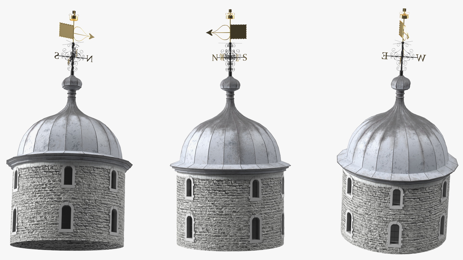 Round Tower of Castle with Weather Vane 3D model