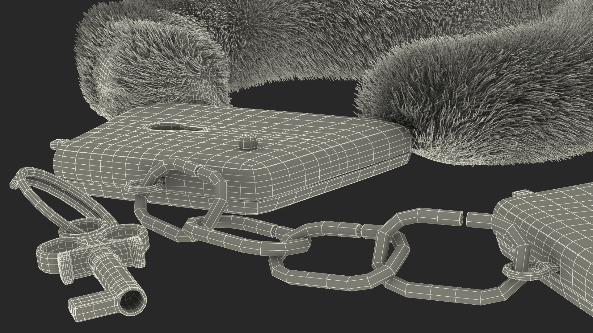 Fuzzy Pink Handcuffs Fur 3D model