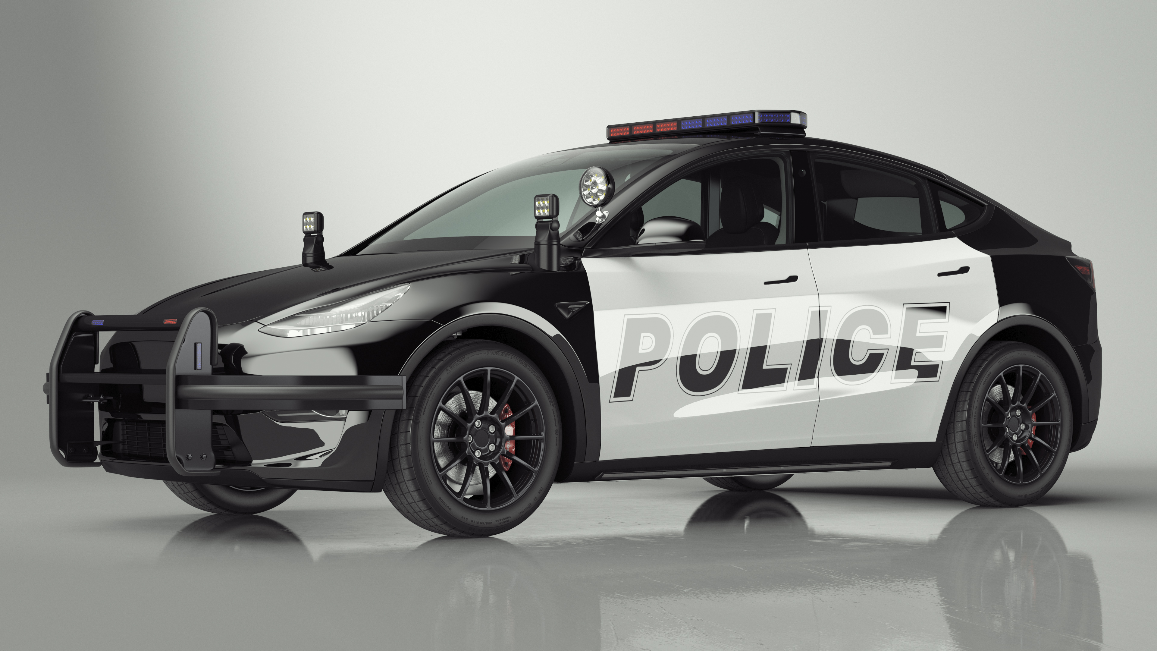3D Tesla Model Y Police Simple Interior