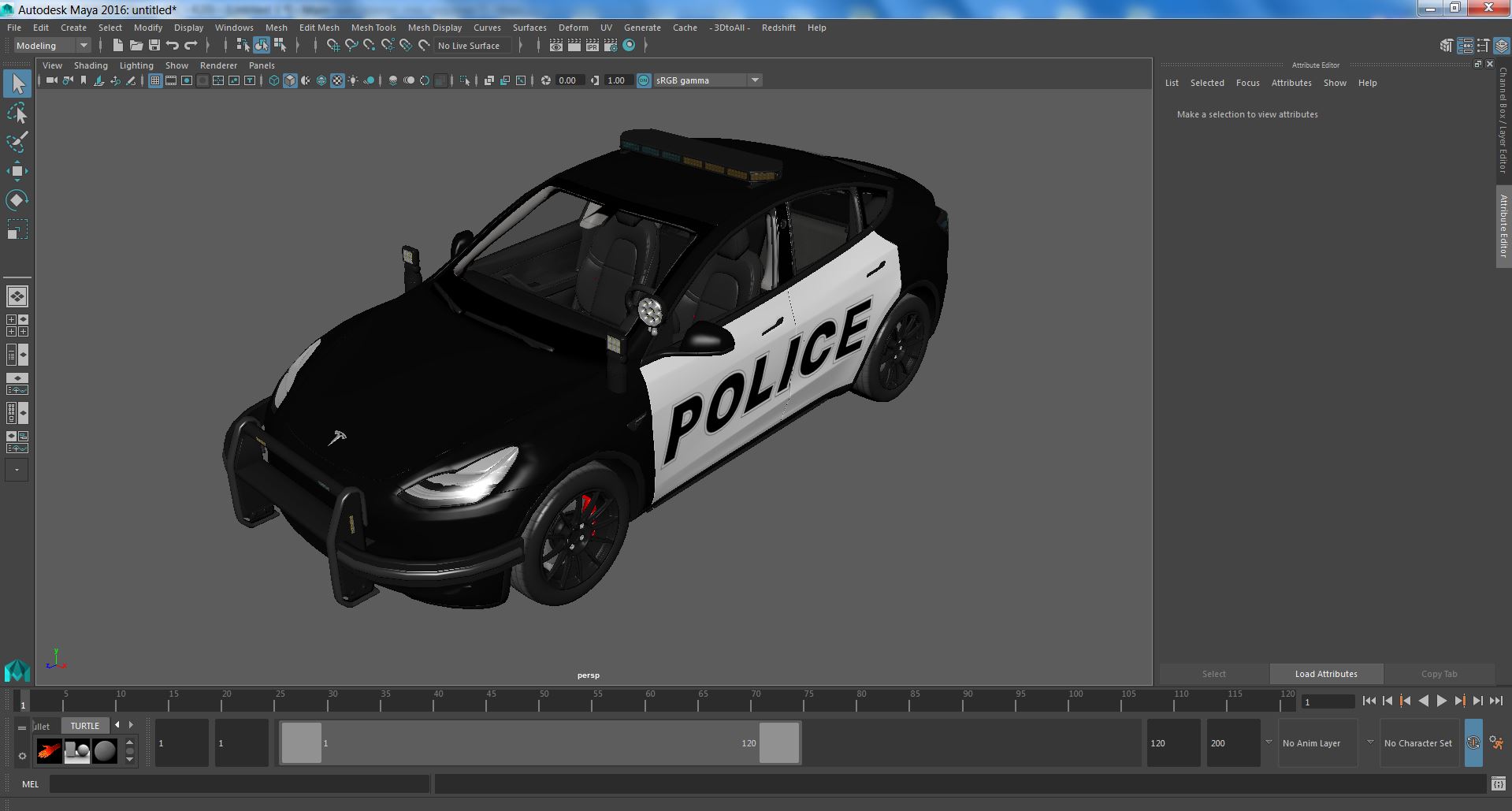 3D Tesla Model Y Police Simple Interior