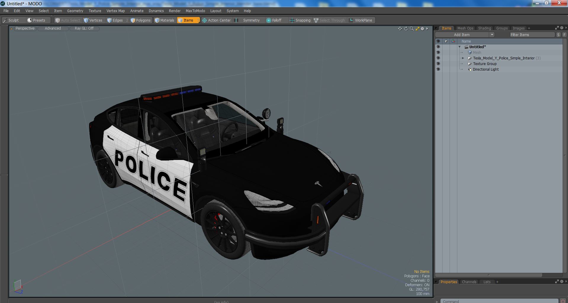 3D Tesla Model Y Police Simple Interior