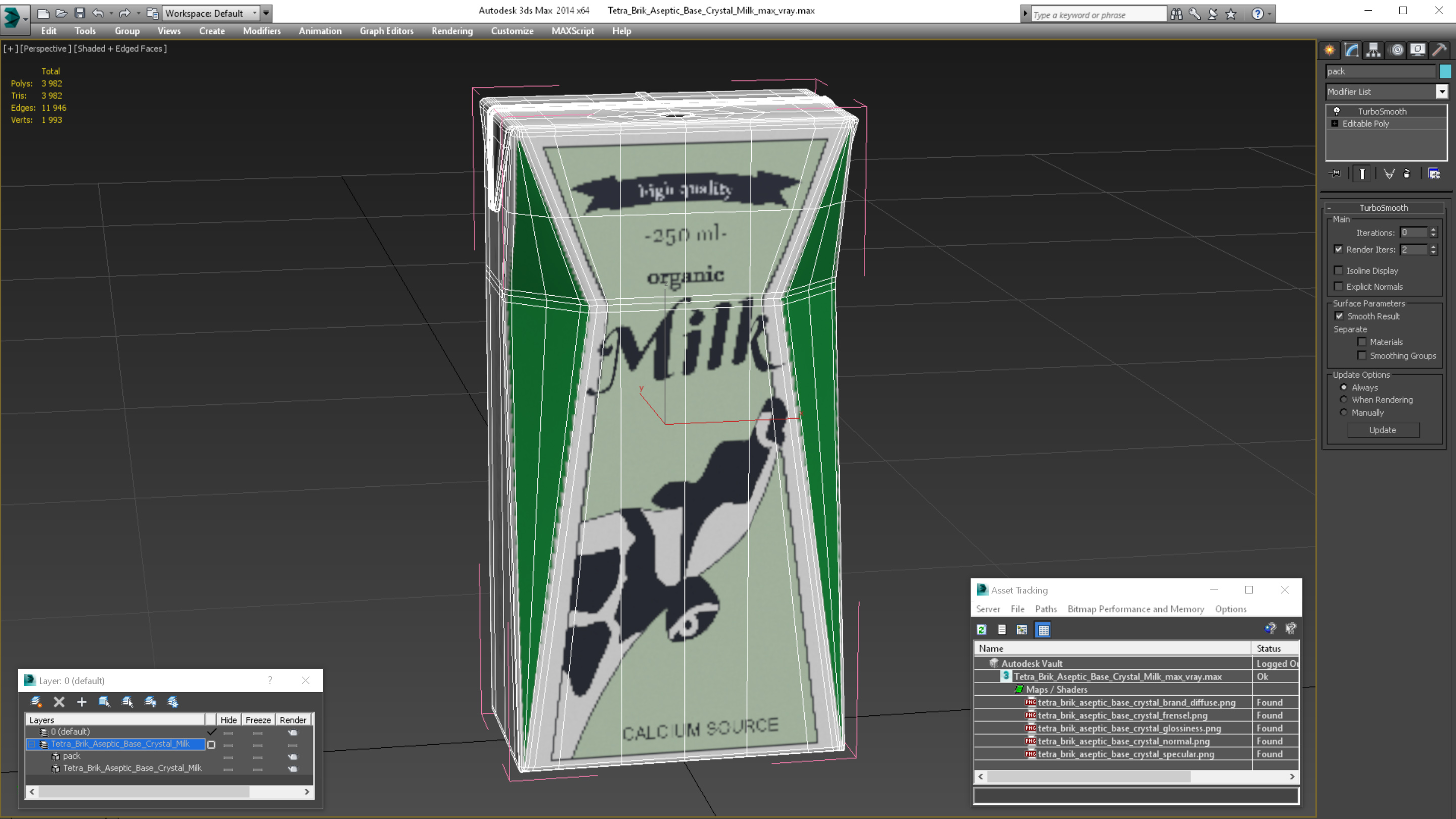 3D Tetra Brik Aseptic Base Crystal Milk