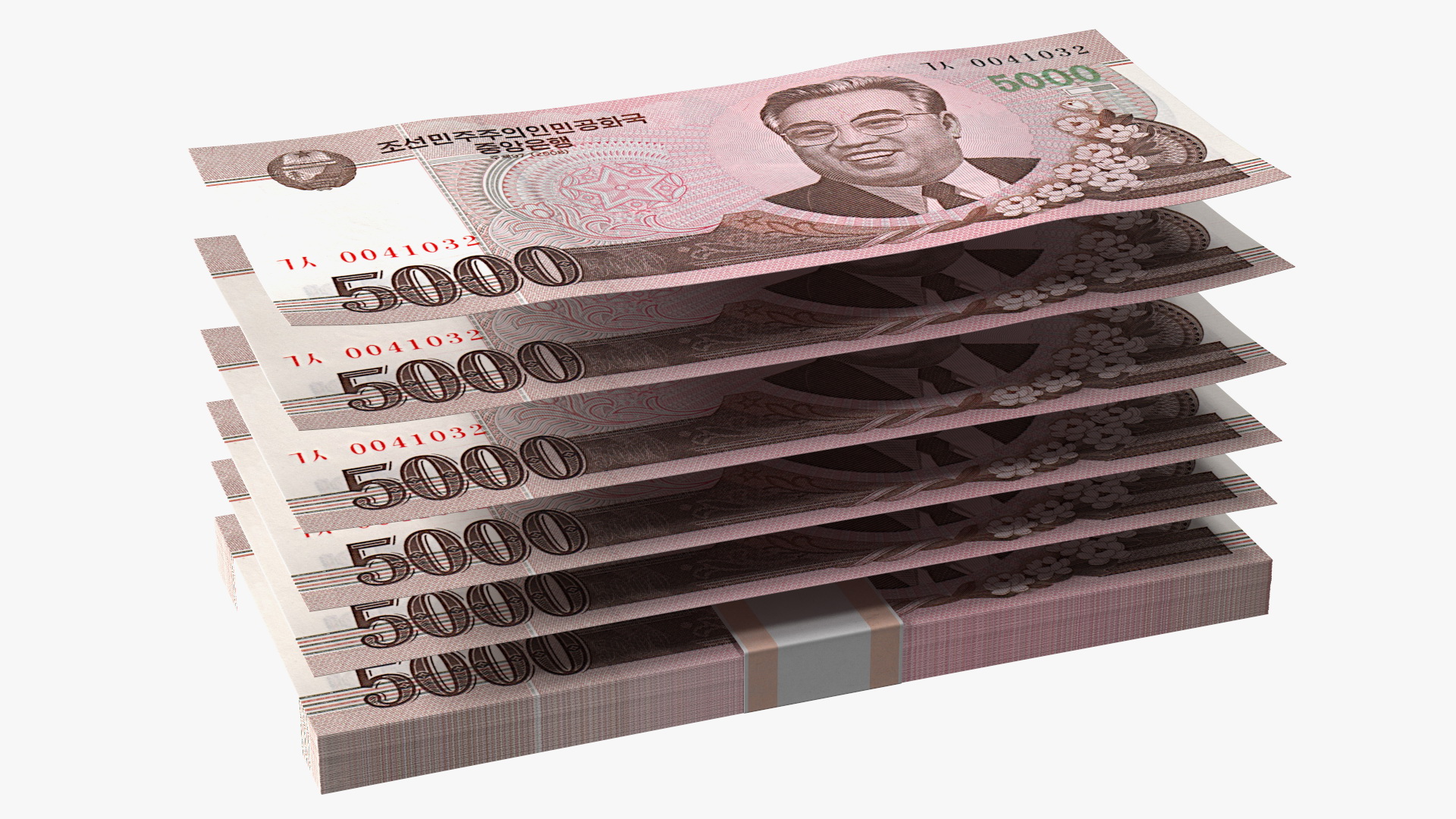 3D model North Korea 5000 Won Banknotes 2008 Pack