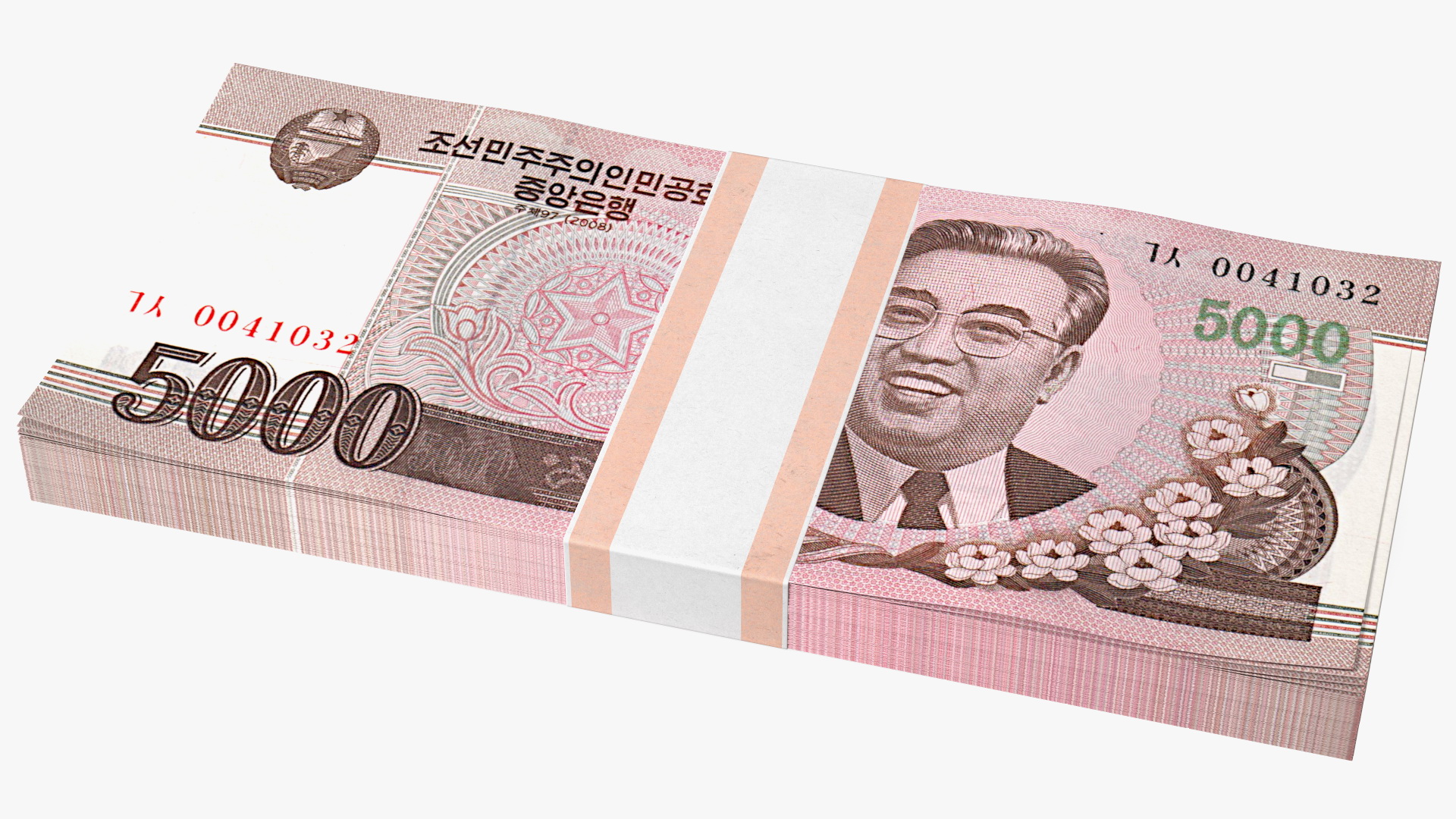 3D model North Korea 5000 Won Banknotes 2008 Pack