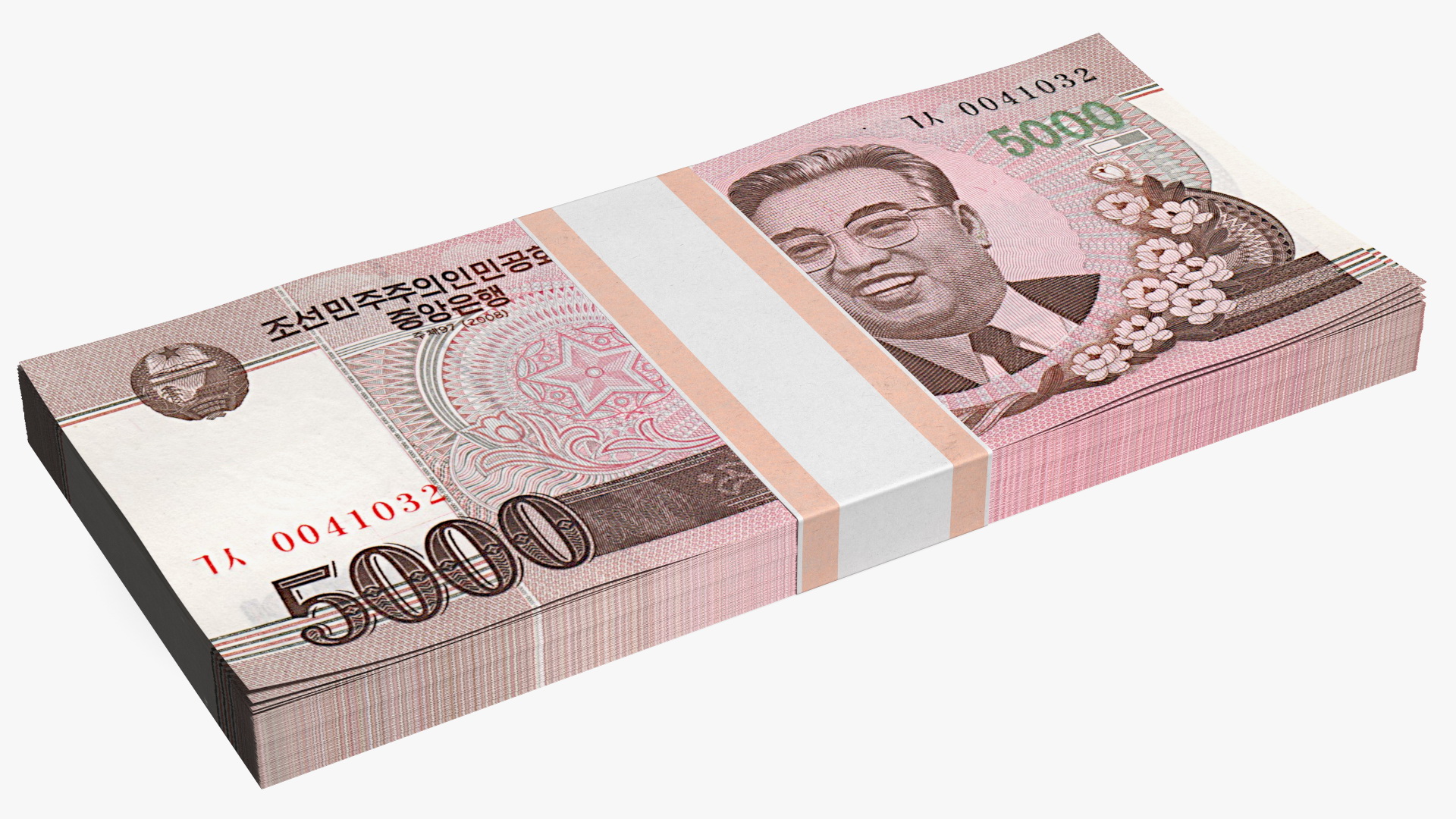 3D model North Korea 5000 Won Banknotes 2008 Pack