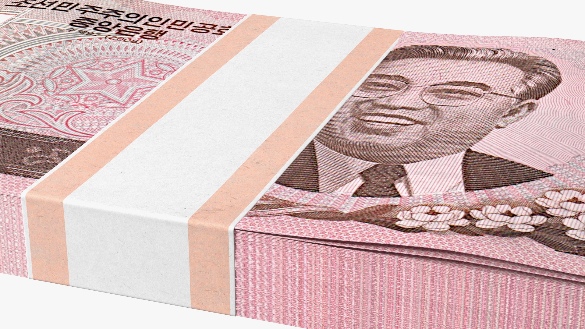 3D model North Korea 5000 Won Banknotes 2008 Pack