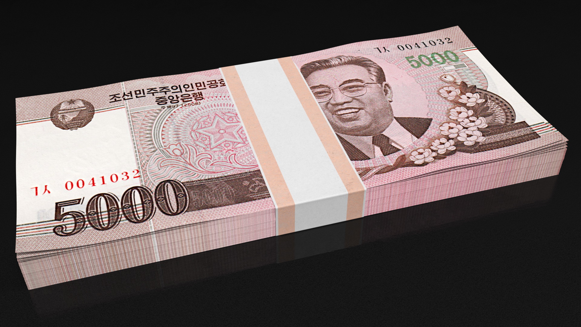 3D model North Korea 5000 Won Banknotes 2008 Pack
