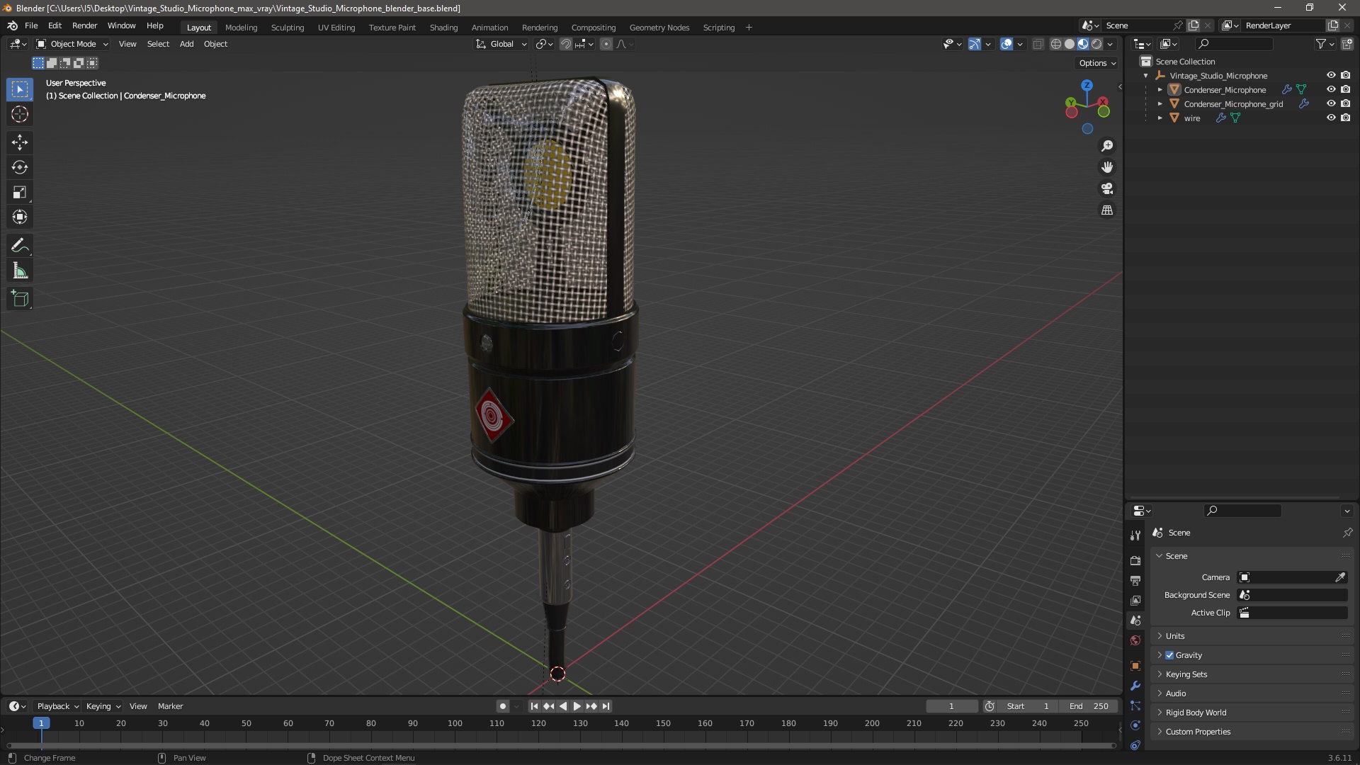 3D model Vintage Studio Microphone