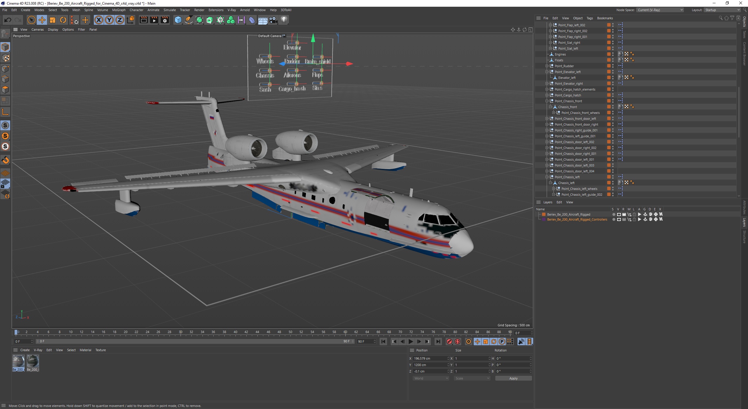 3D Beriev Be 200 Aircraft Rigged for Cinema 4D model