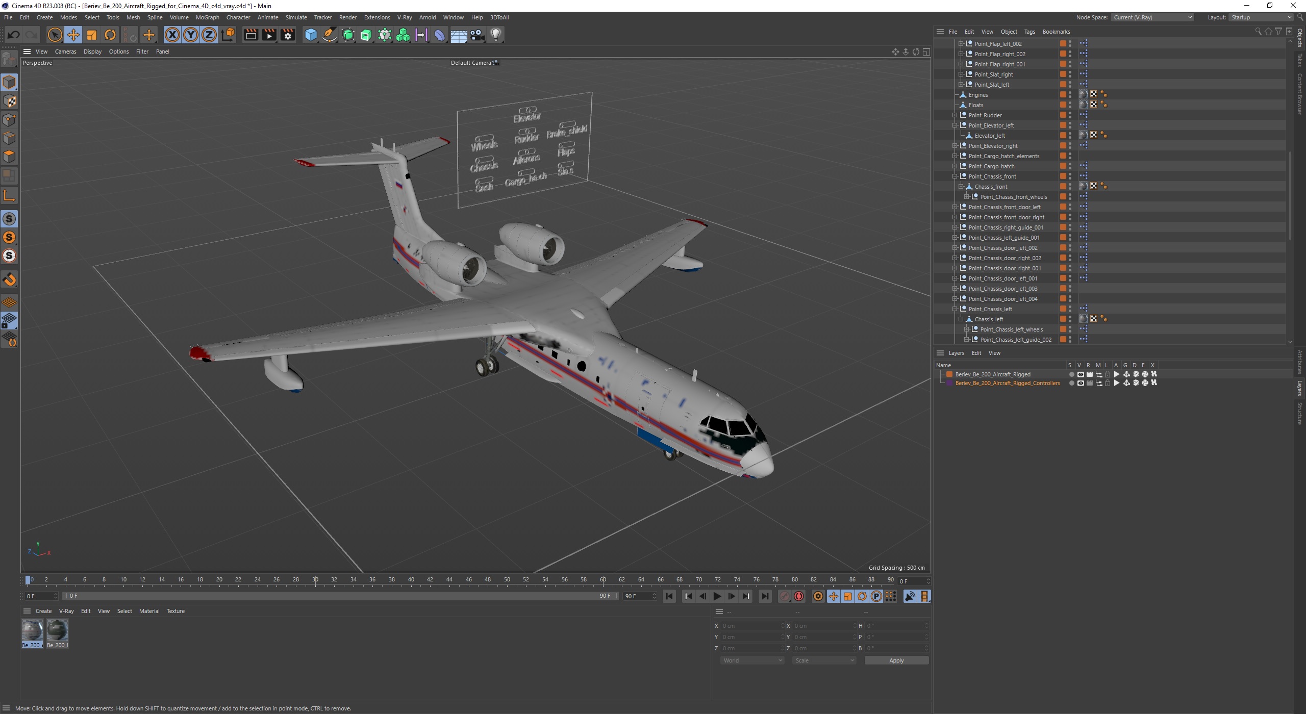3D Beriev Be 200 Aircraft Rigged for Cinema 4D model