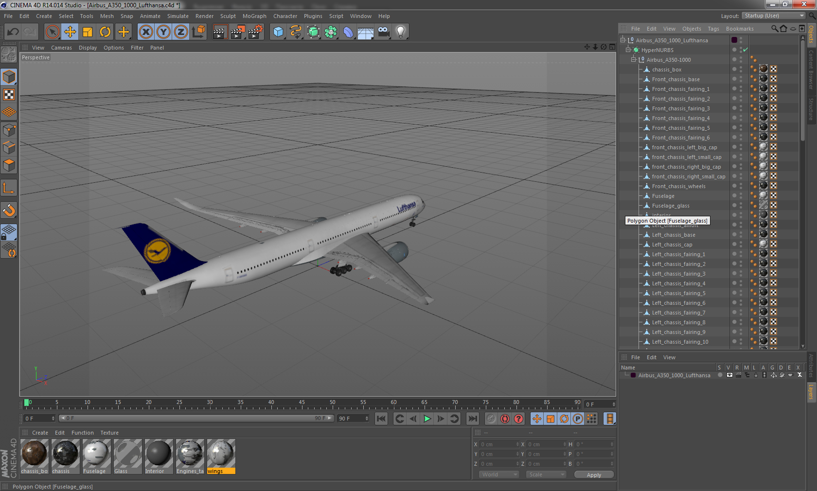 3D Airbus A350 1000 Lufthansa