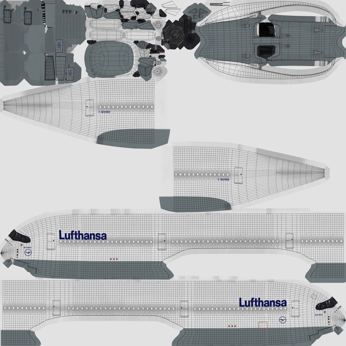 3D Airbus A350 1000 Lufthansa