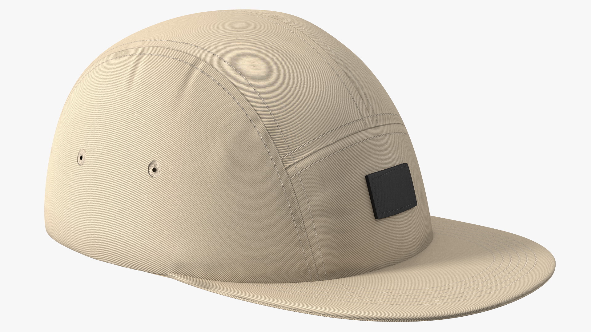 Strapback 5 Panel Cap Khaki 3D