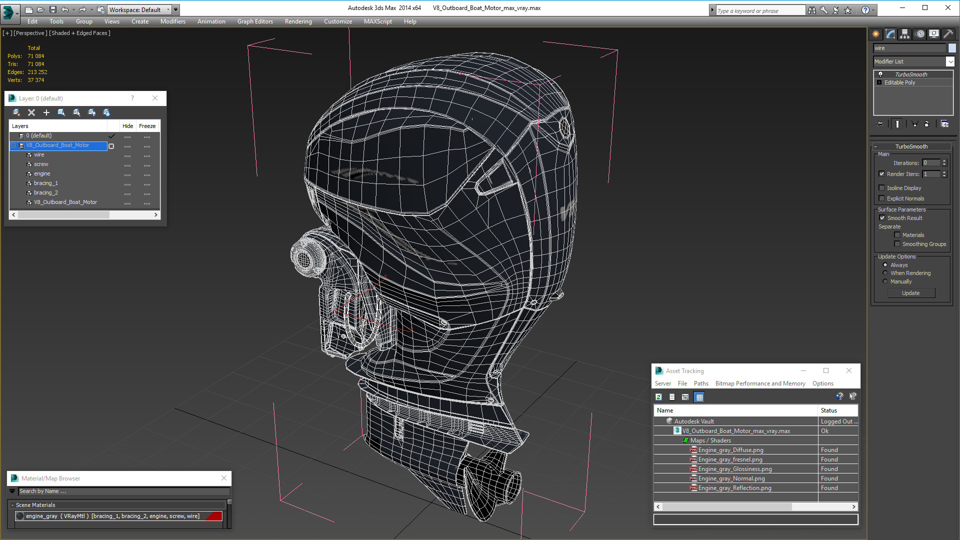 V8 Outboard Boat Motor 3D