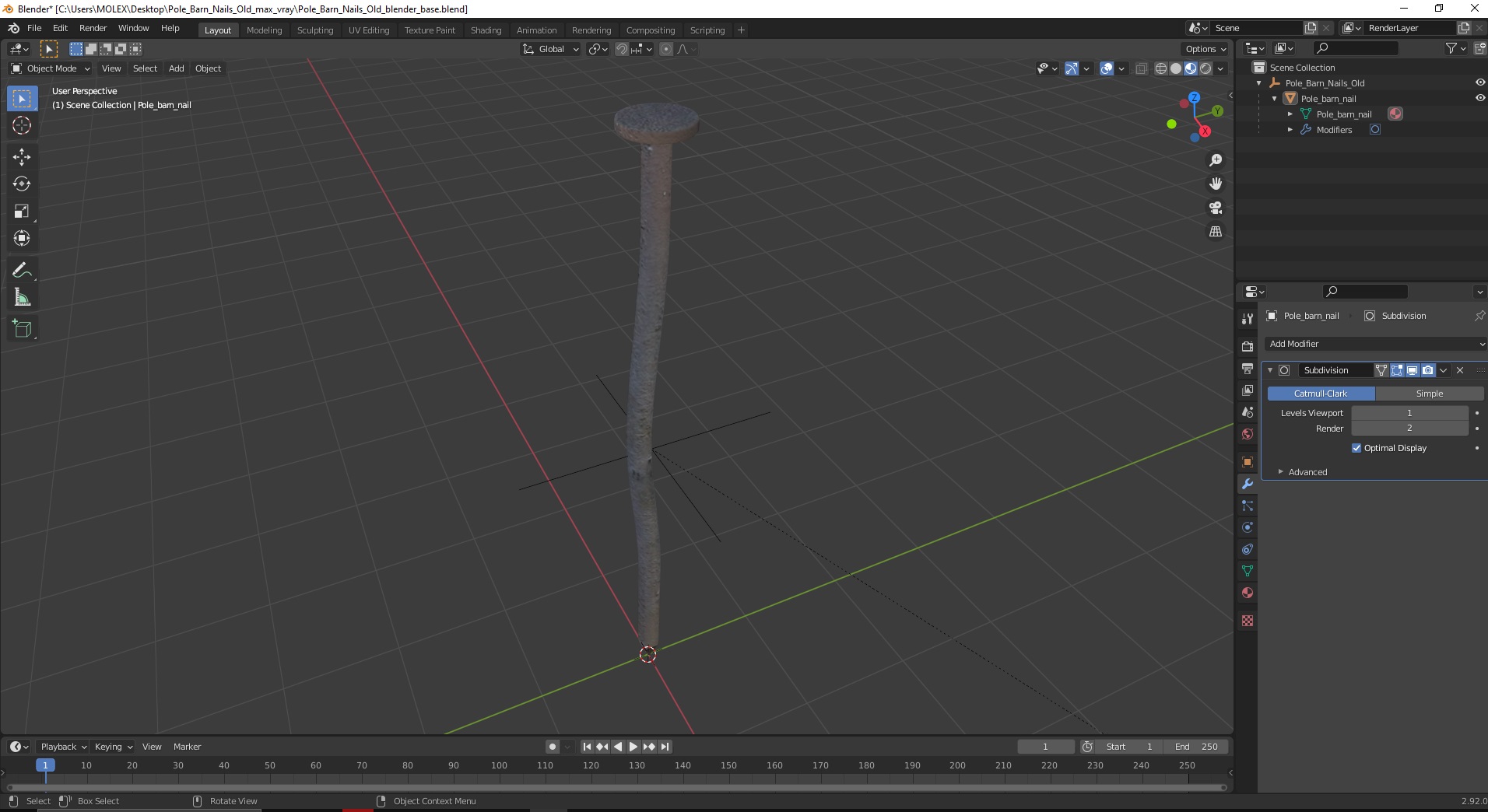 Pole Barn Nails Old 3D model