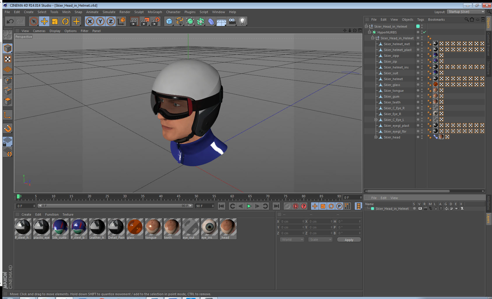 3D model Skier Head in Helmet