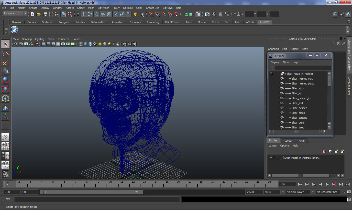 3D model Skier Head in Helmet