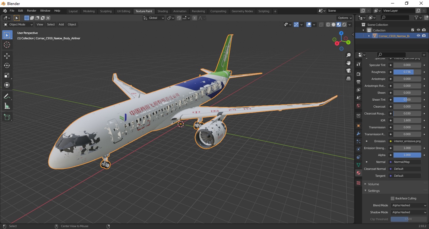 3D Comac C919 Narrow Body Airliner