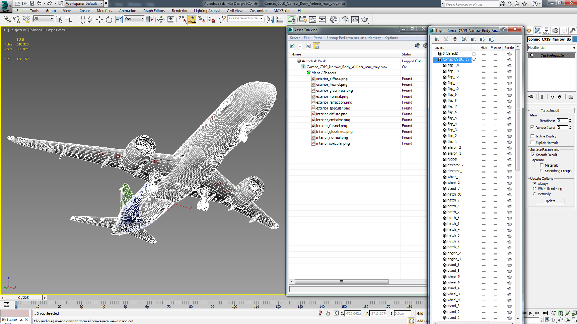 3D Comac C919 Narrow Body Airliner