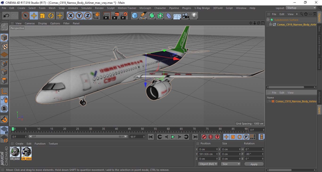 3D Comac C919 Narrow Body Airliner