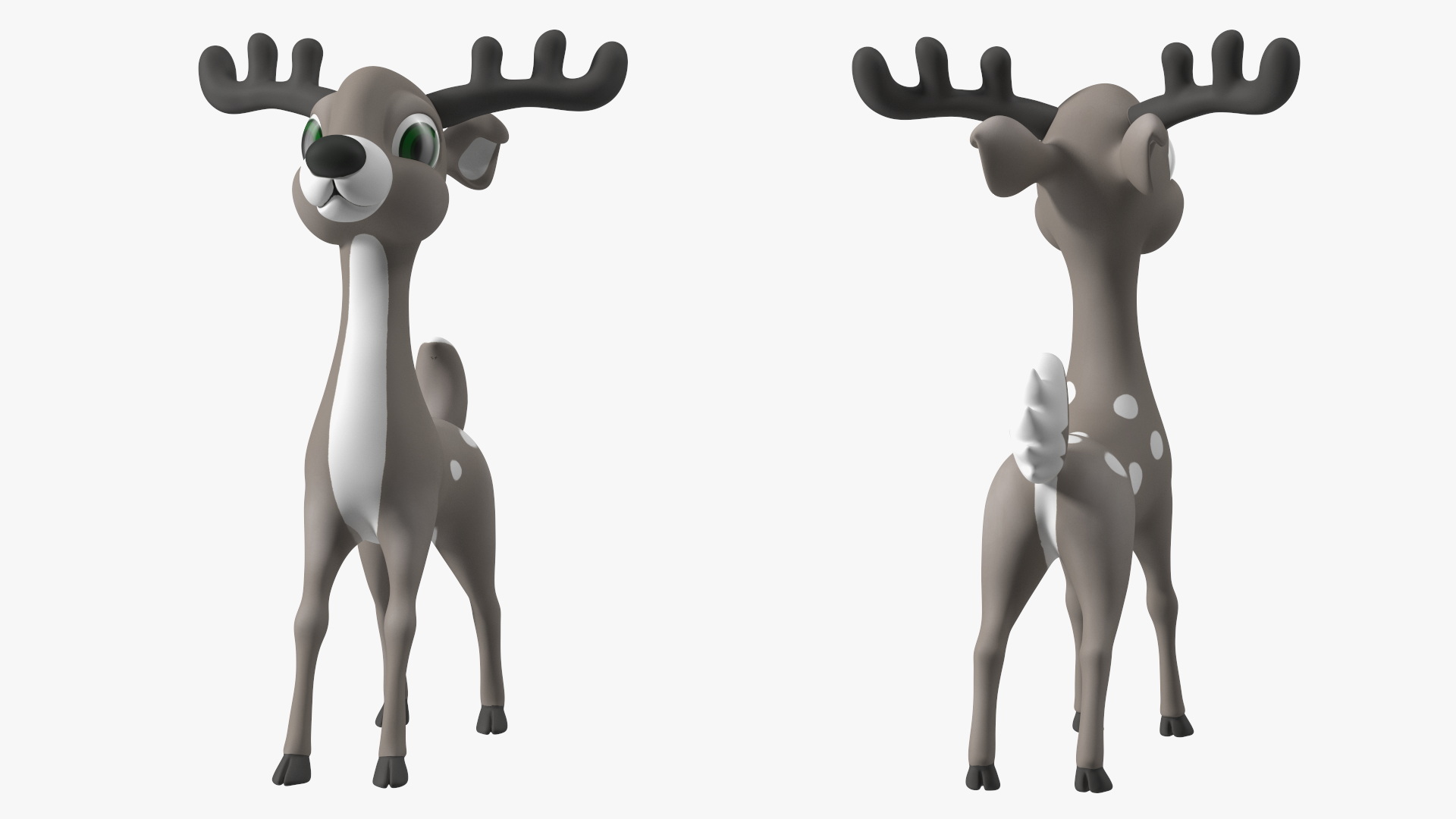 3D Grey Cartoon Reindeer