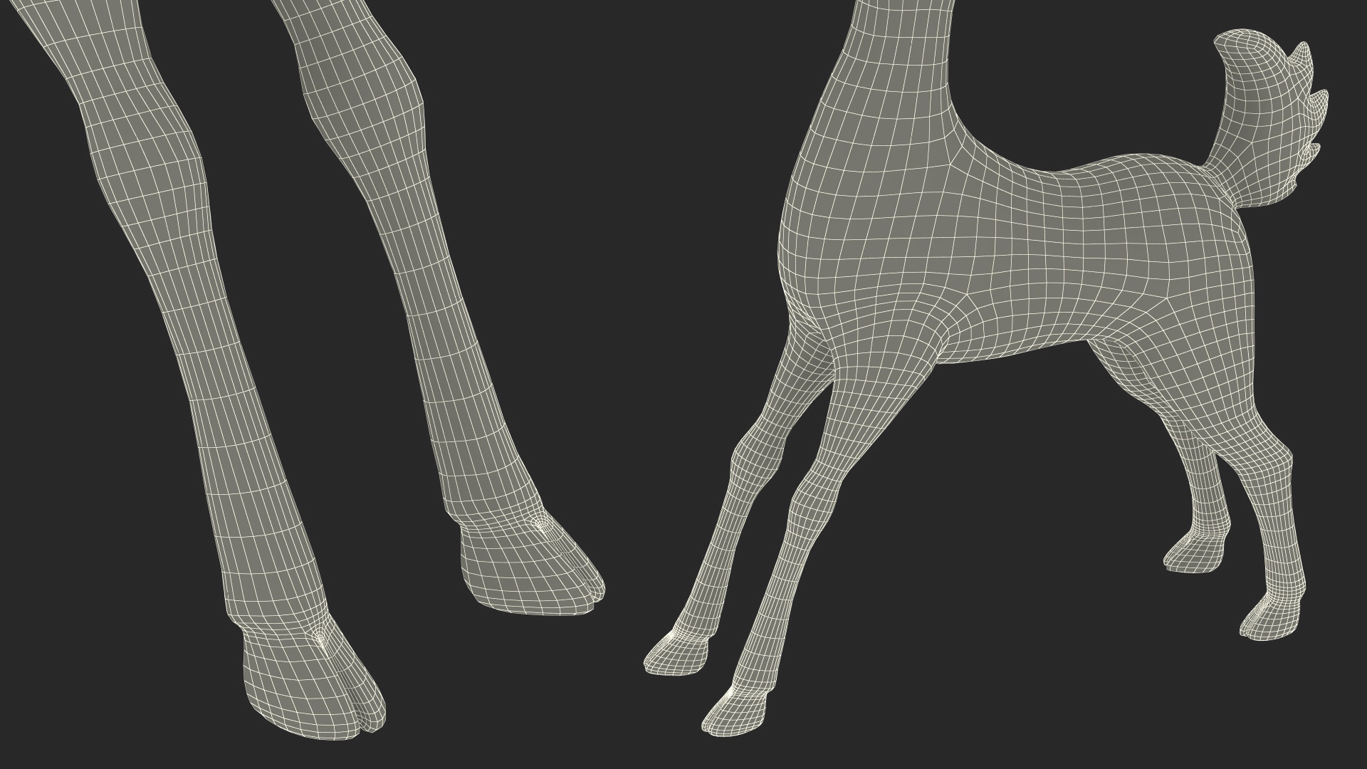 3D Grey Cartoon Reindeer