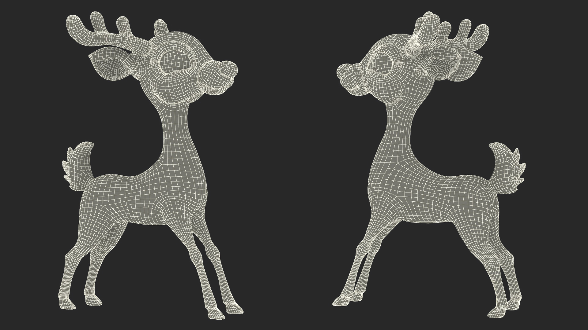 3D Grey Cartoon Reindeer