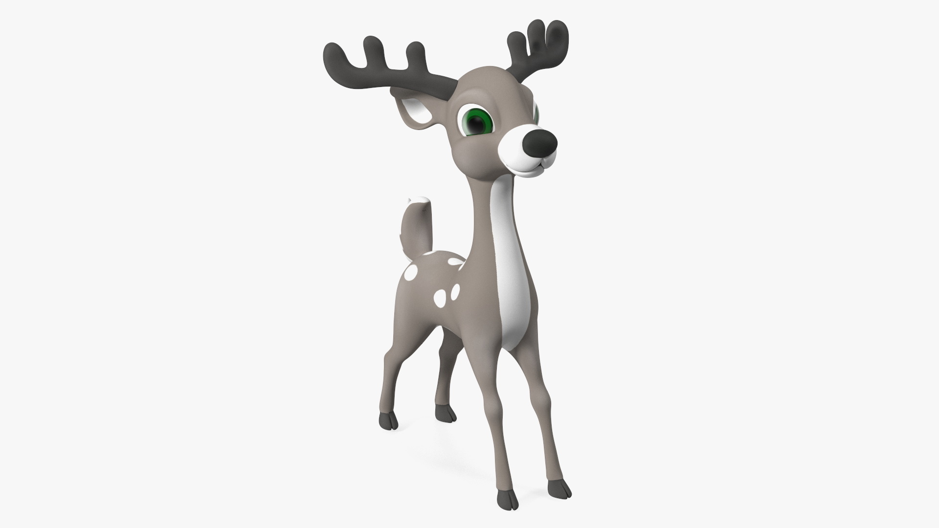 3D Grey Cartoon Reindeer