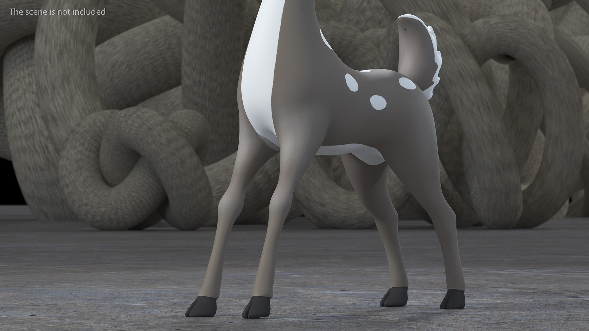 3D Grey Cartoon Reindeer