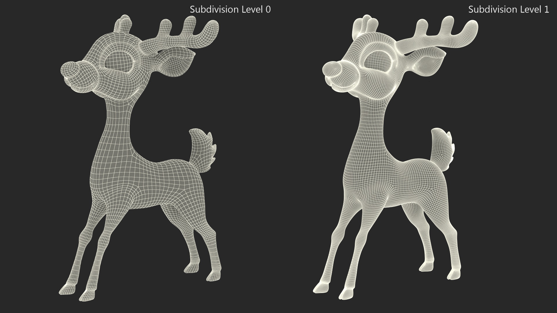 3D Grey Cartoon Reindeer