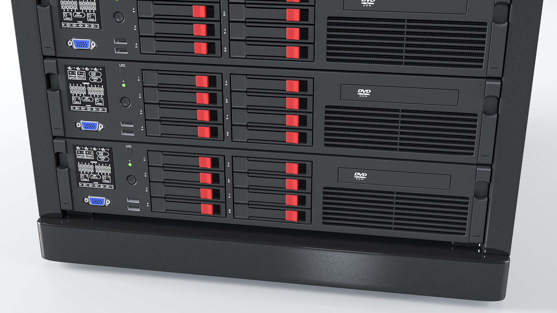 3D model Full Server Rack with Laptop on Sliding Rack Shelf
