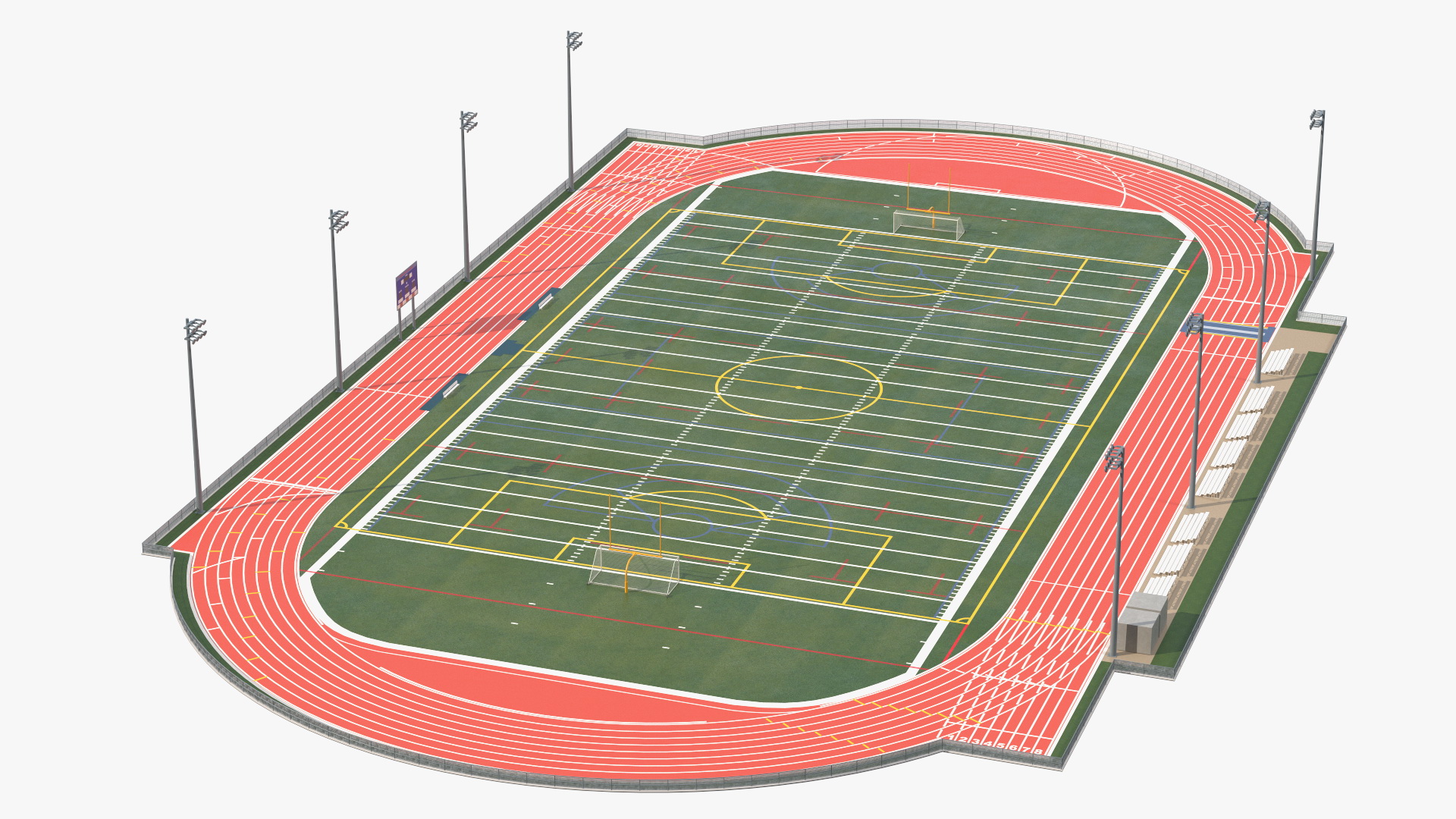 3D model Athletic Running Track Stadium