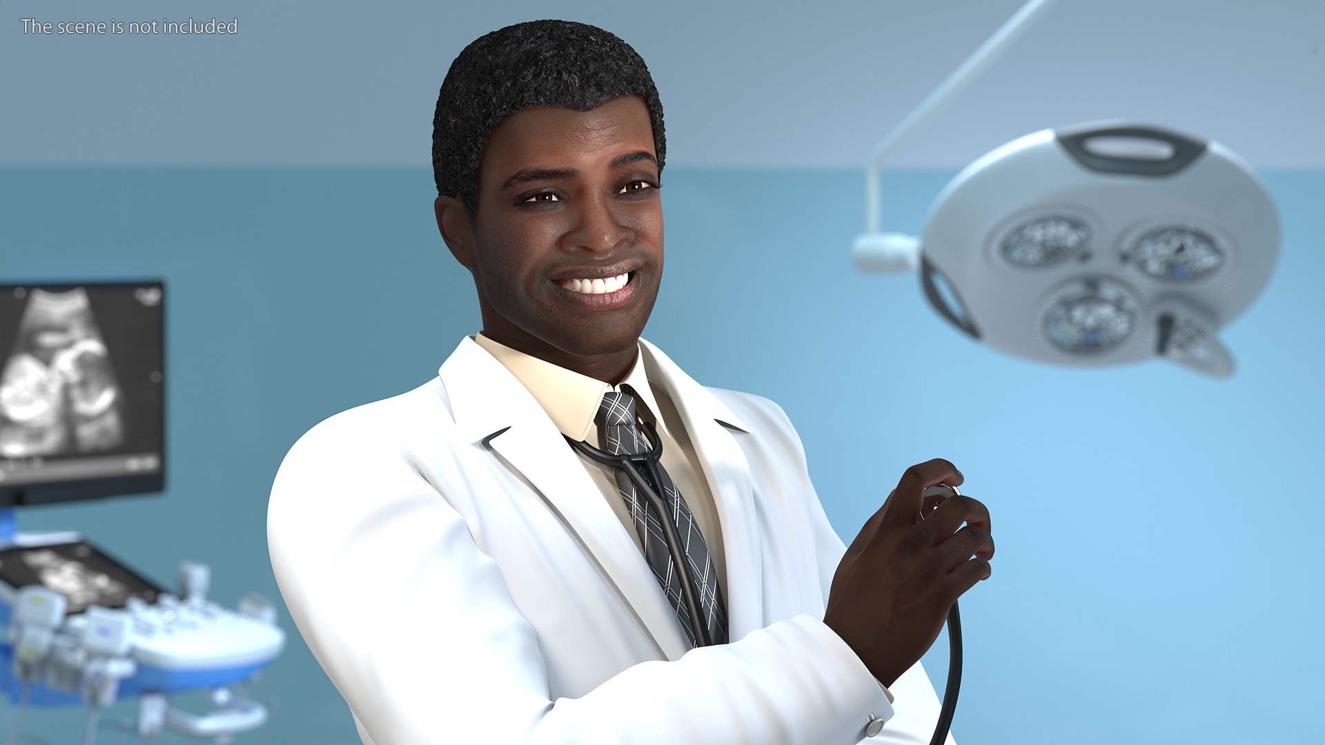 African American Man wearing Lab Coat 3D