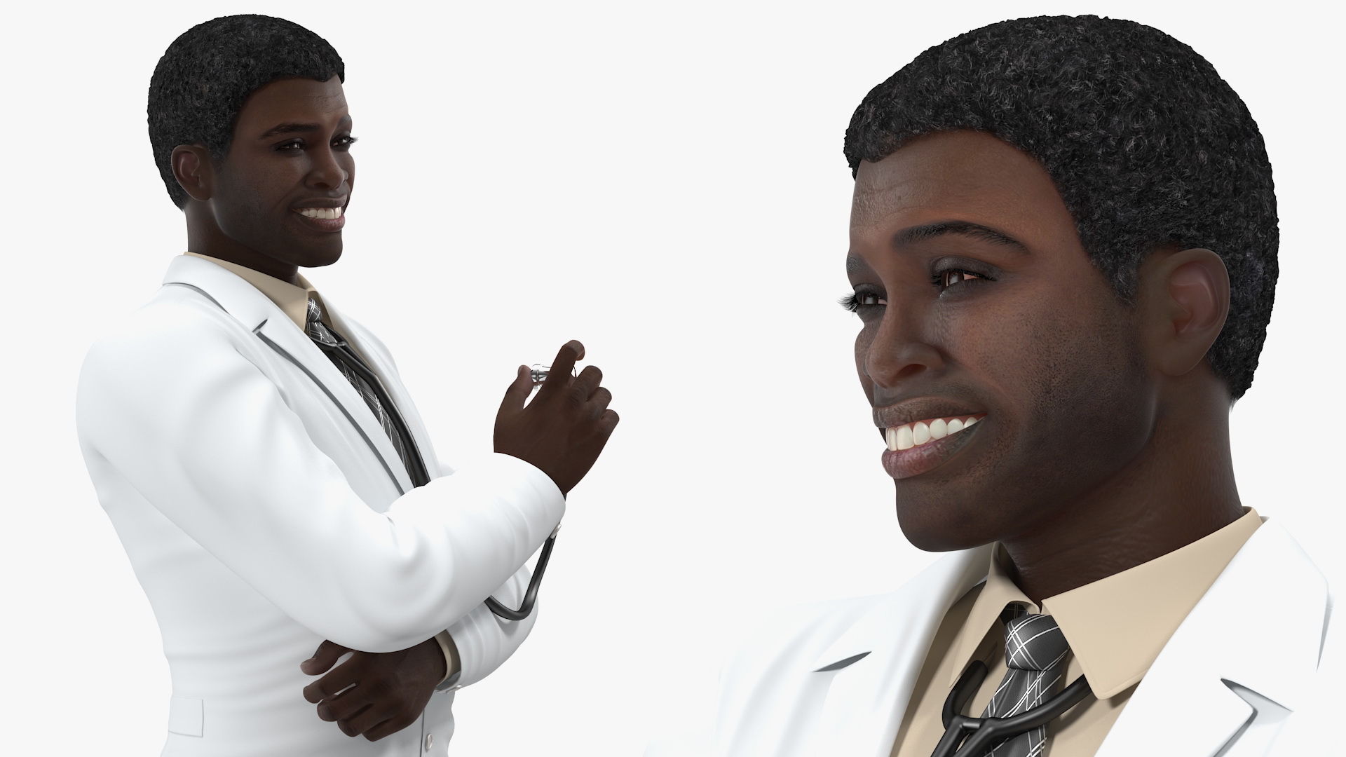 African American Man wearing Lab Coat 3D