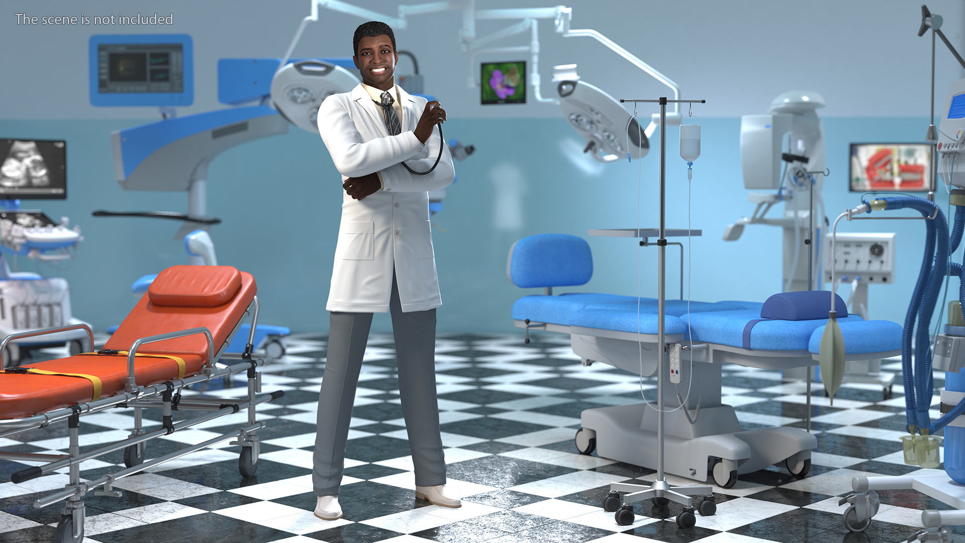 African American Man wearing Lab Coat 3D