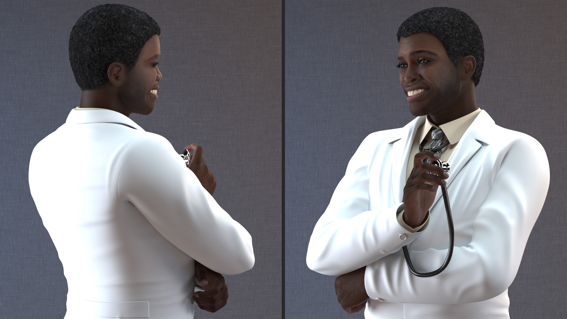 African American Man wearing Lab Coat 3D