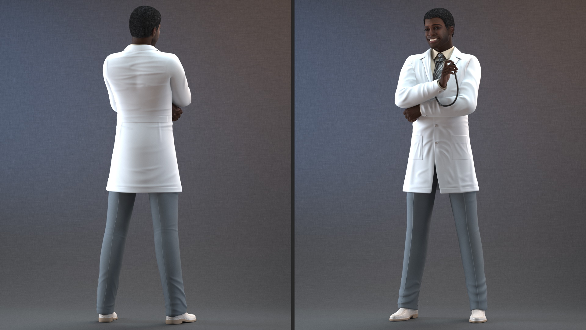 African American Man wearing Lab Coat 3D