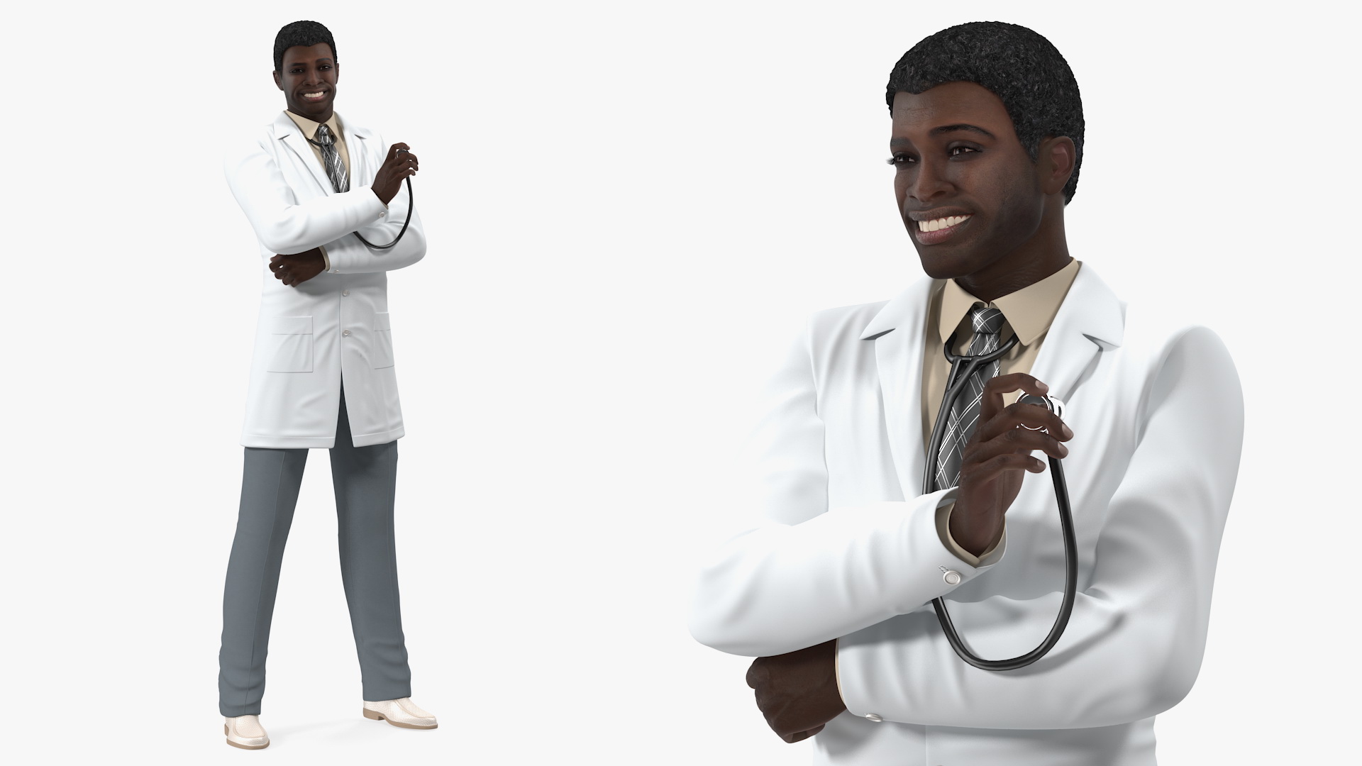 African American Man wearing Lab Coat 3D