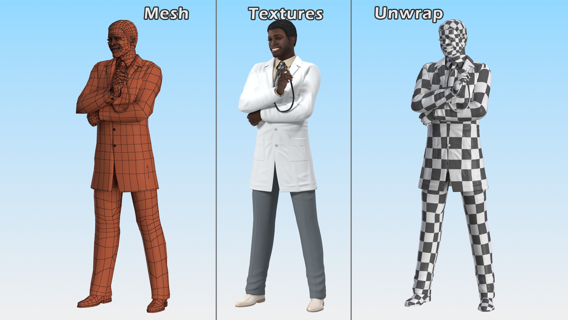African American Man wearing Lab Coat 3D