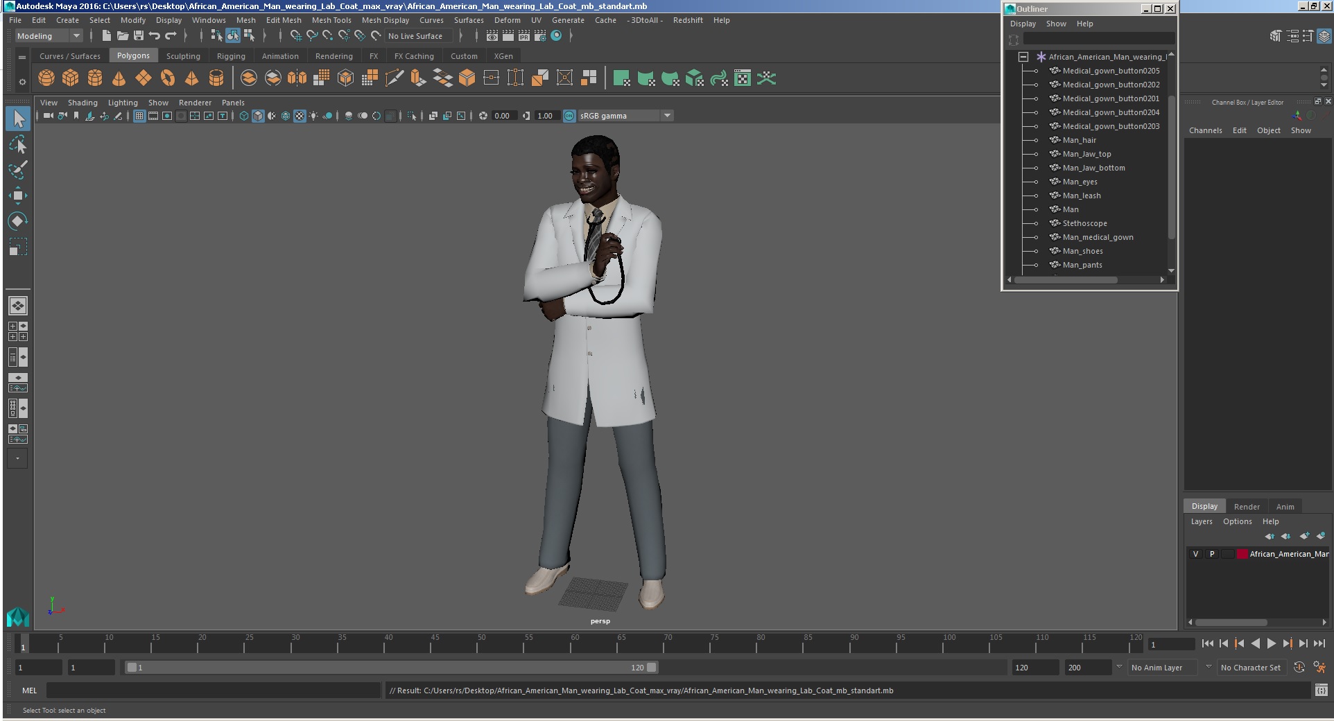 African American Man wearing Lab Coat 3D